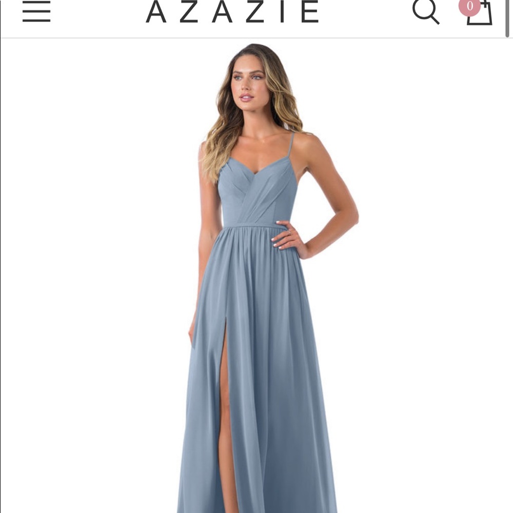 Dusty Blue Azazie Long Dress